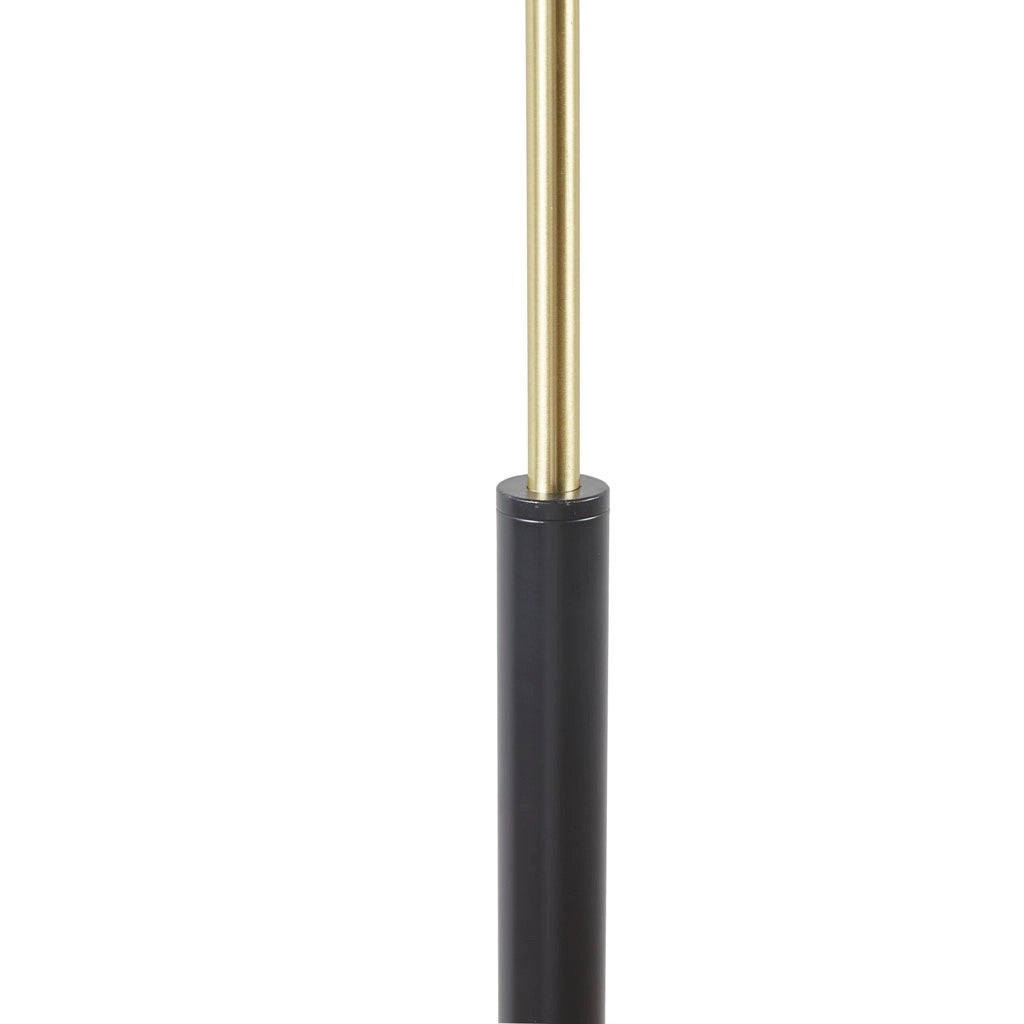 Matte Black Gold Arched Neck Floor Lamp White Shade