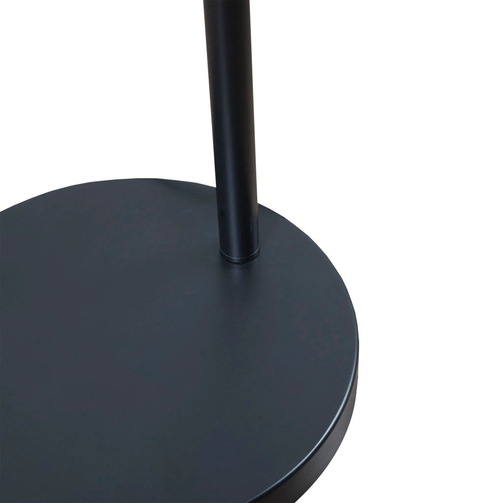 Matte Black Gold Arched Neck Floor Lamp White Shade