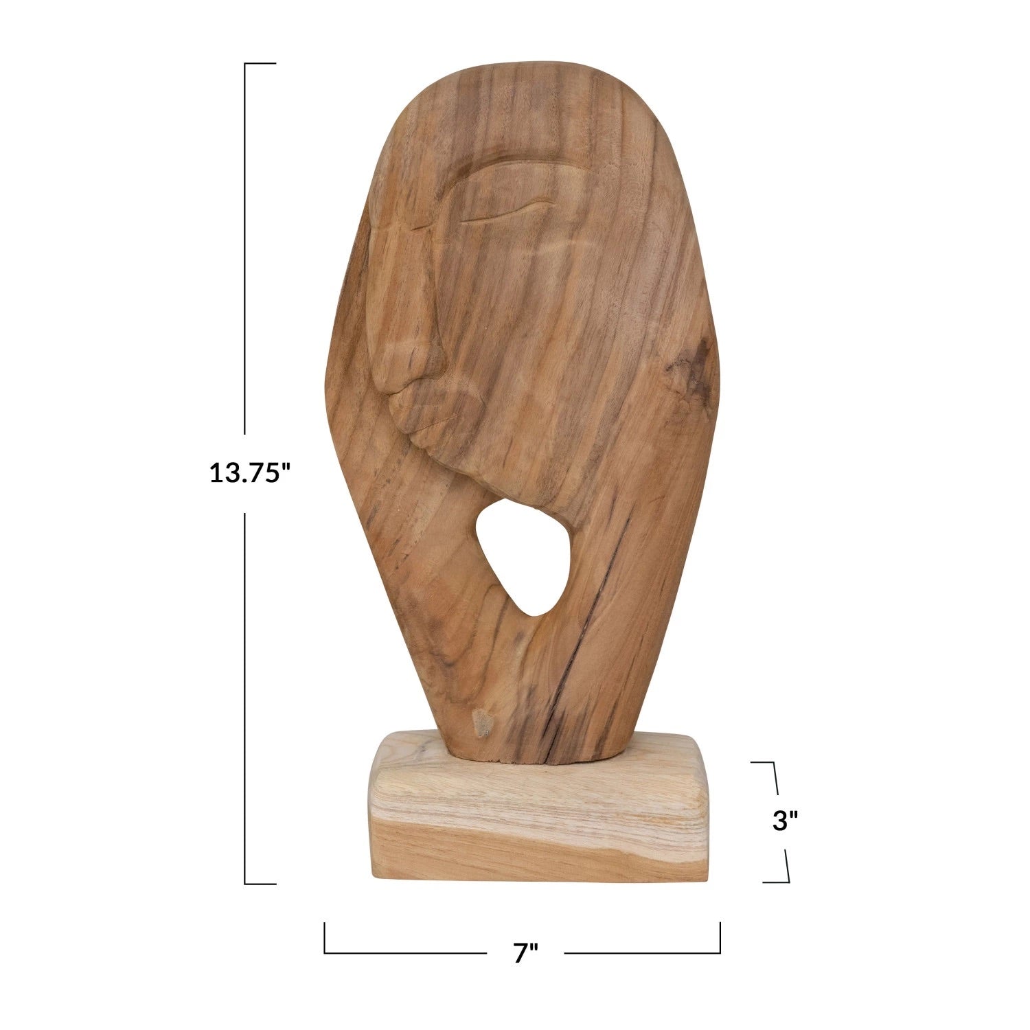 Hand-Carved Teakwood Face on Stand