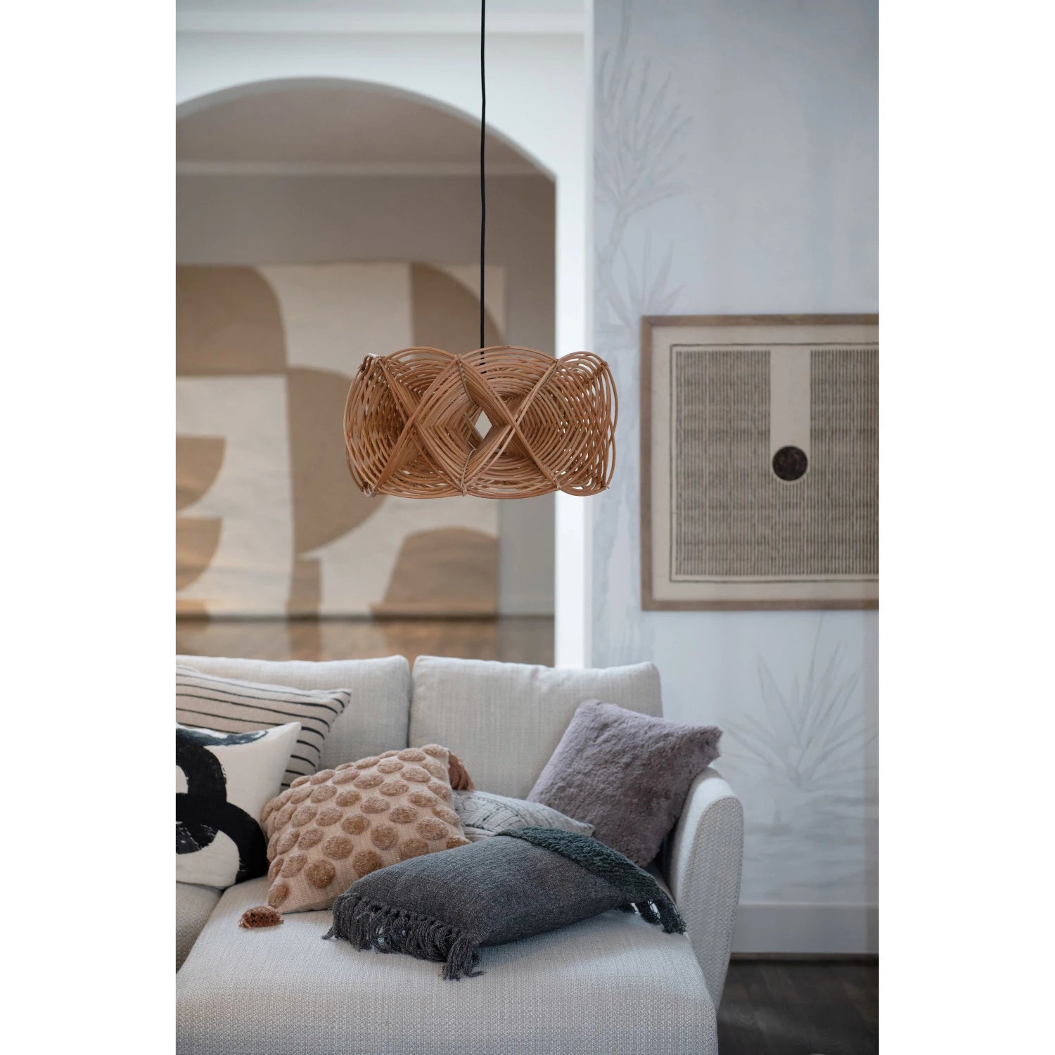 Cotton Pillow with Tufted Dots & Tassels