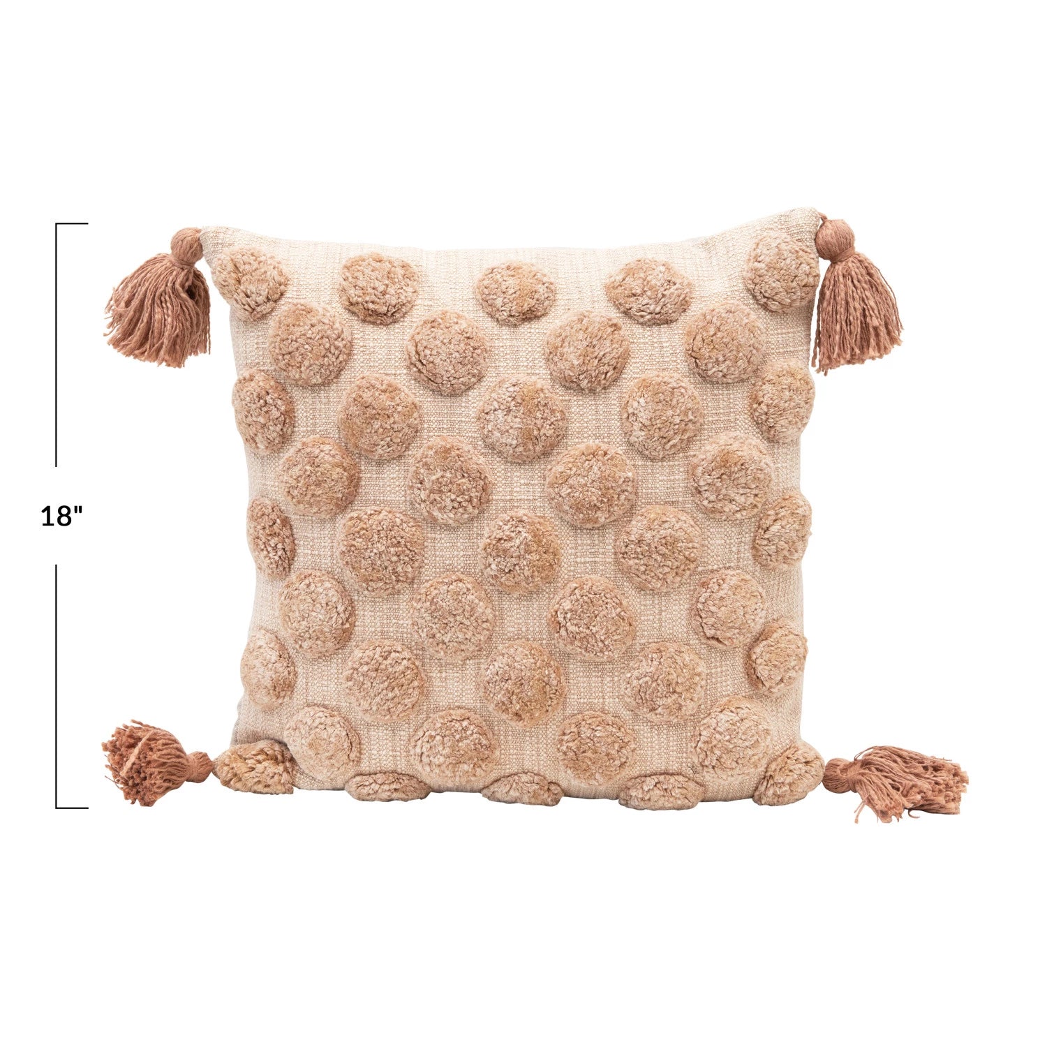 Cotton Pillow with Tufted Dots & Tassels