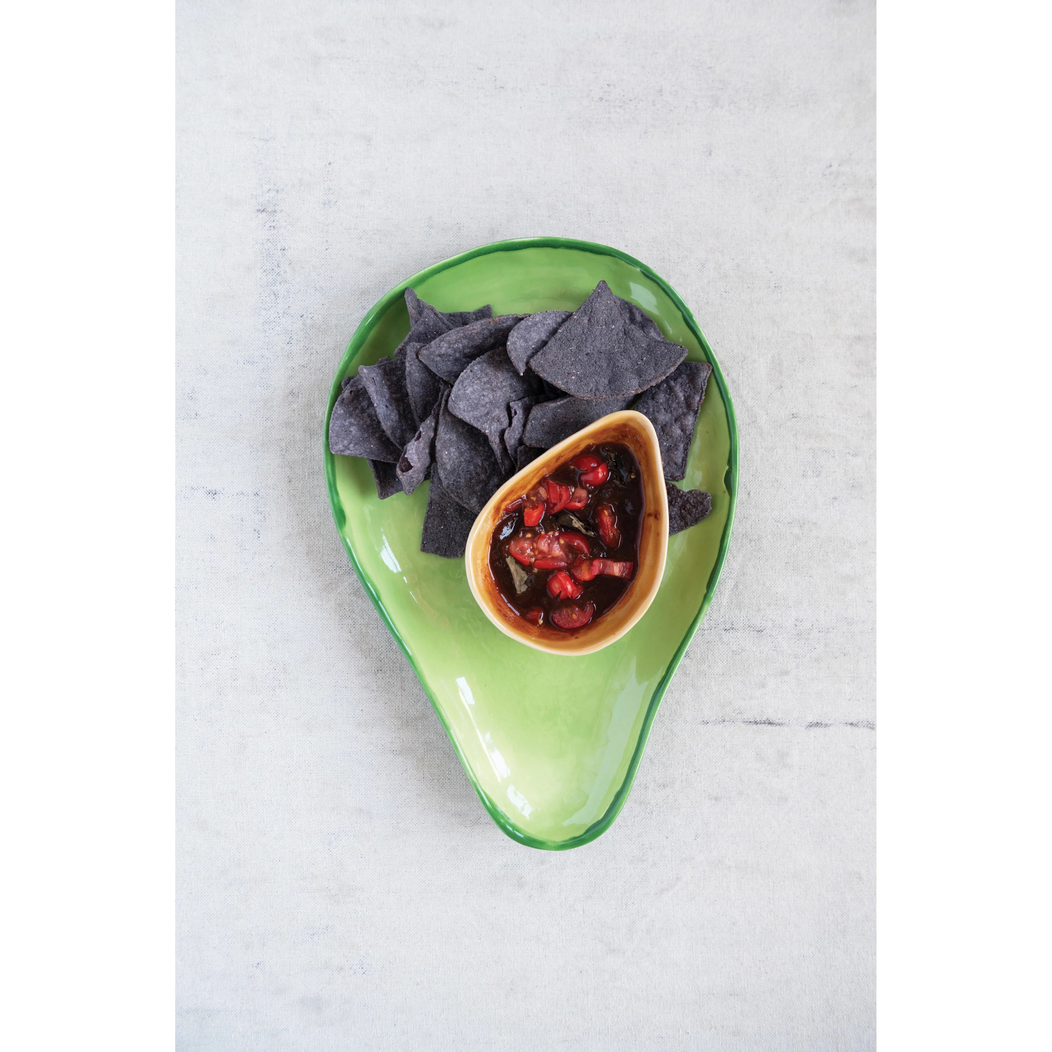 Stoneware Avacado Plate with Pit Bowl