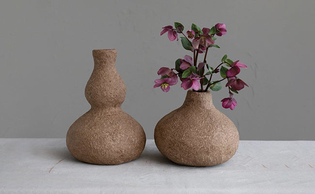 textured brown organic vases