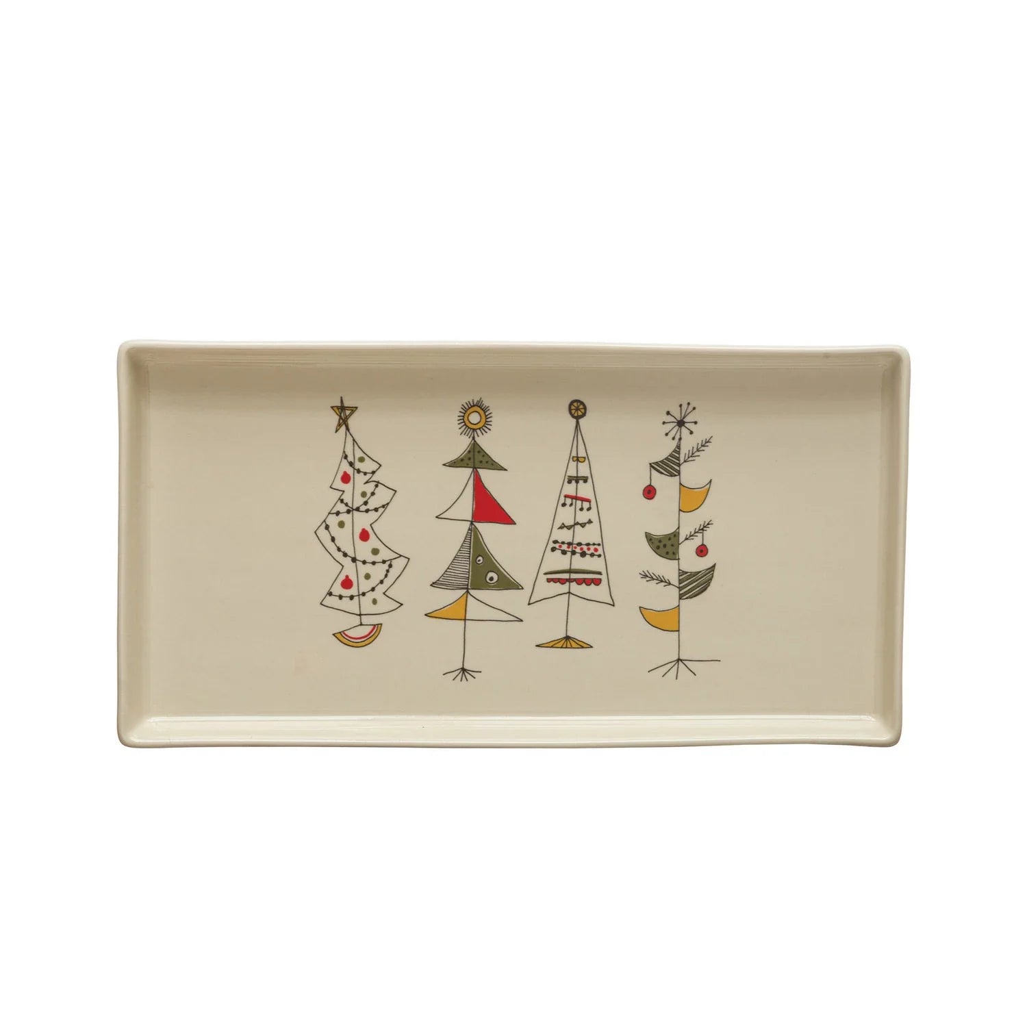 Stoneware Tray W/ Christmas Trees