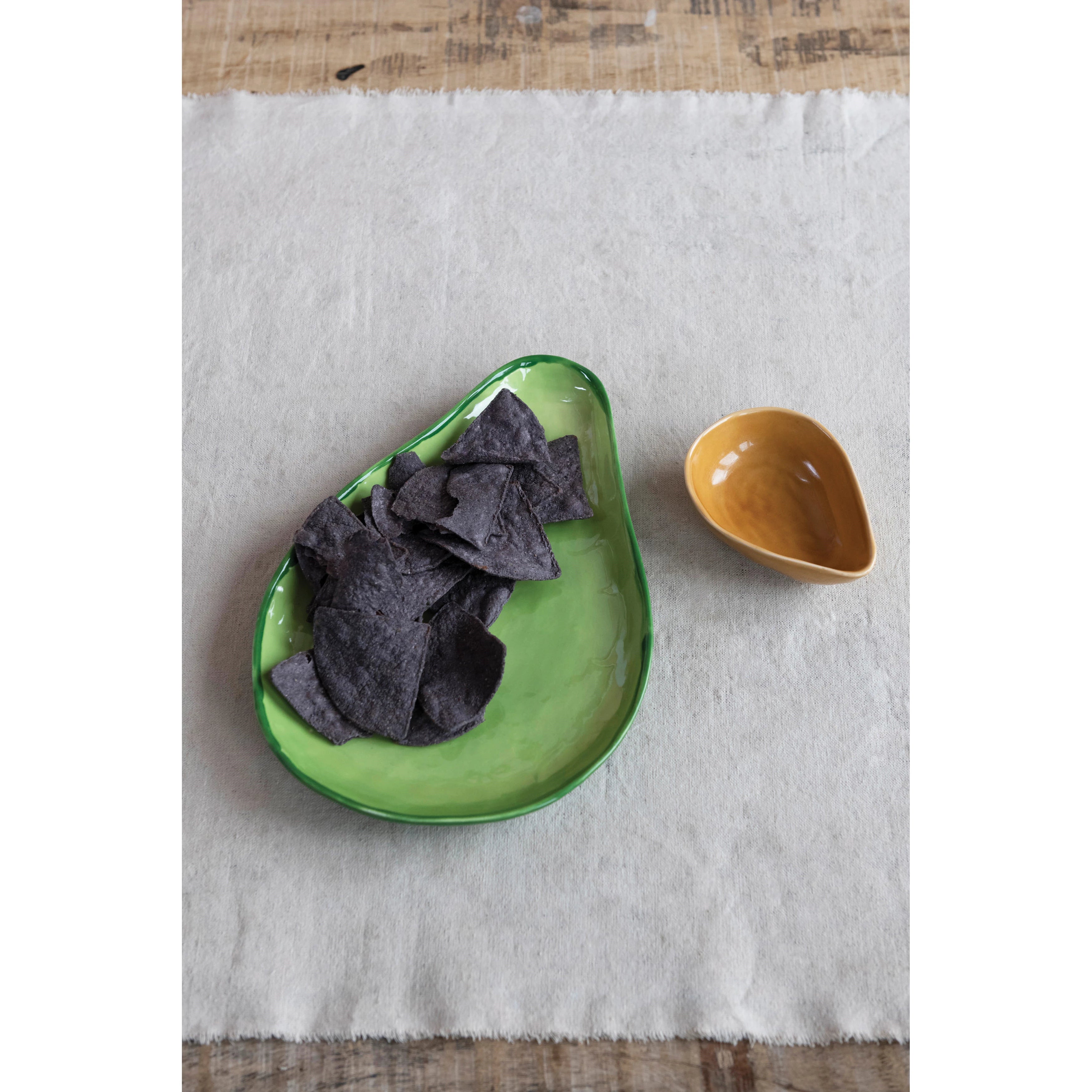 Stoneware Avacado Plate with Pit Bowl