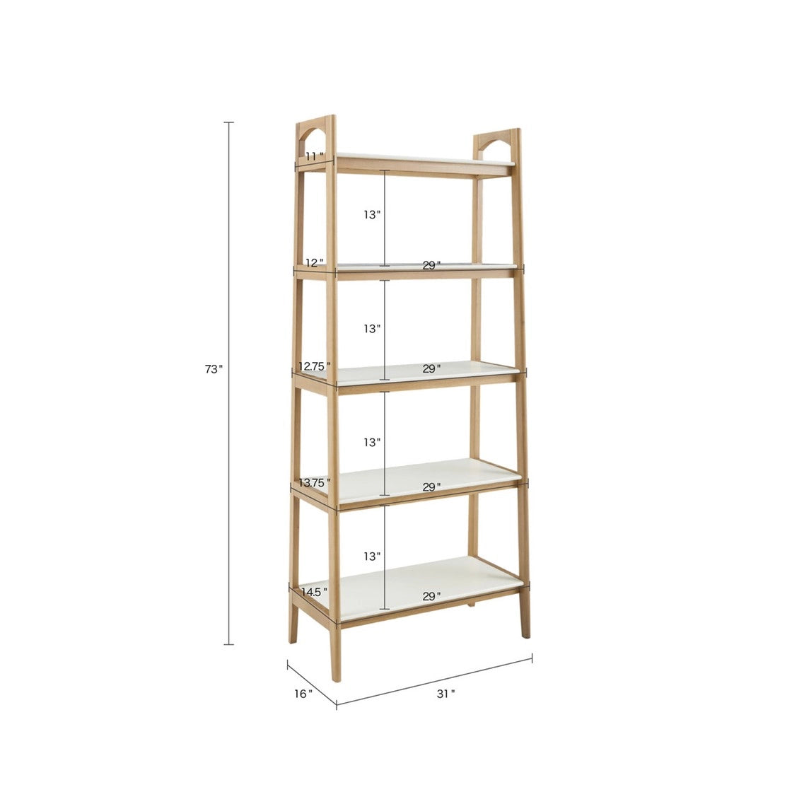 Wood White-Top Bookcase Display Shelf