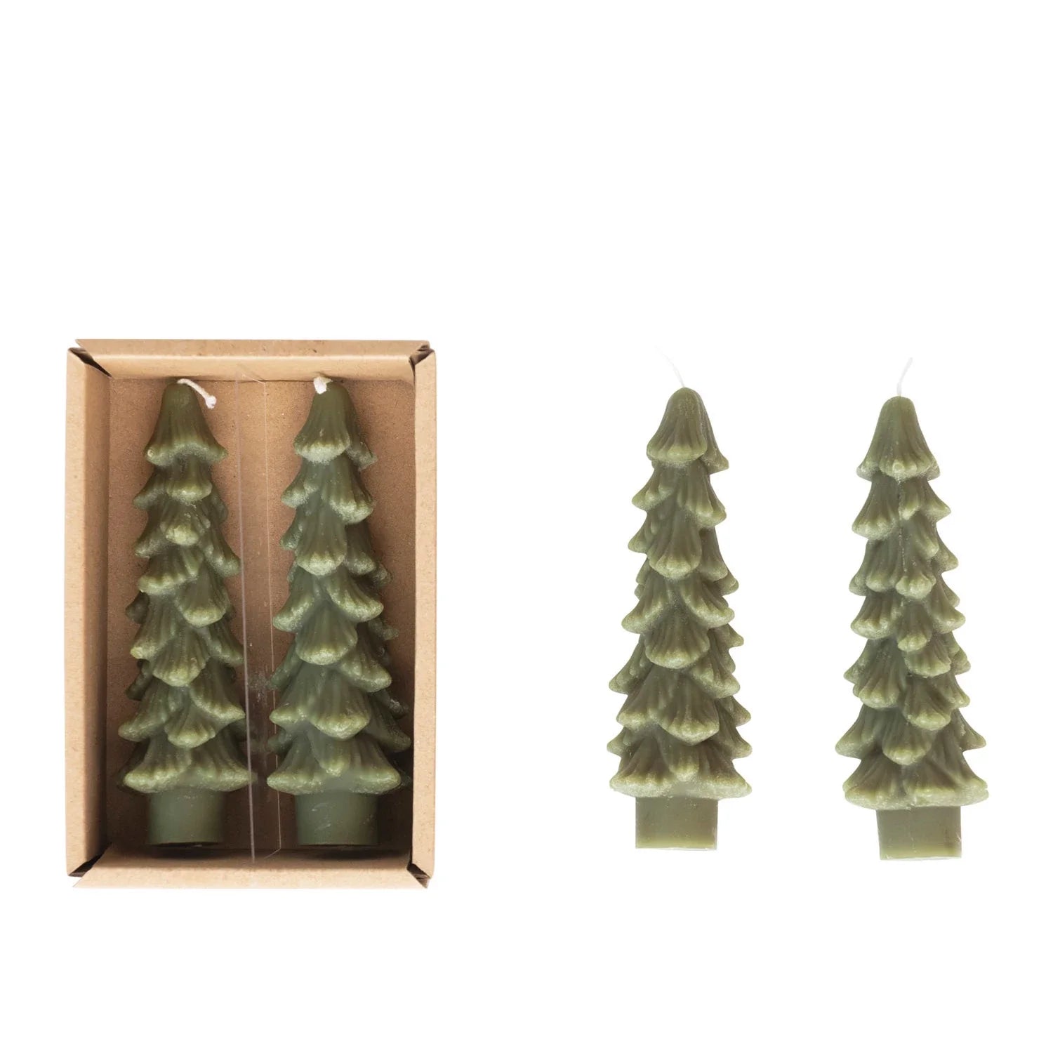 Evergreen Tree Taper Candles (Set of 2)