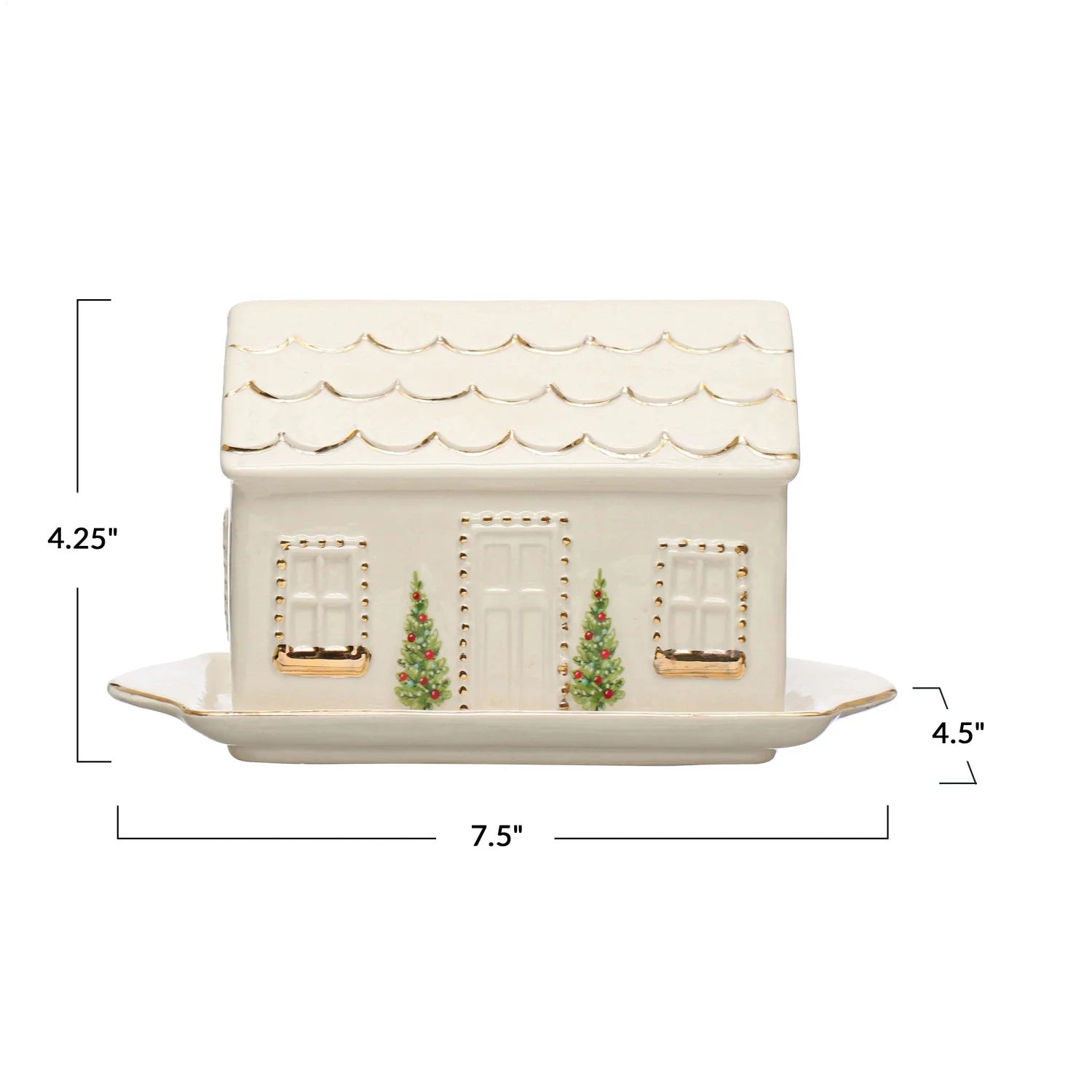 Hand-Painted House Butter Dish