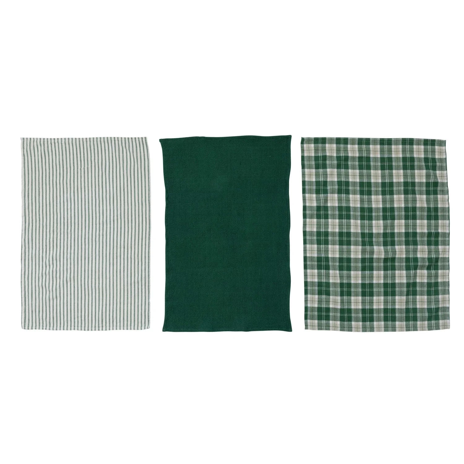 Green and White Waffle Tea Towel